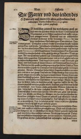 Die Marter und das leiden des H. Pancratii ...