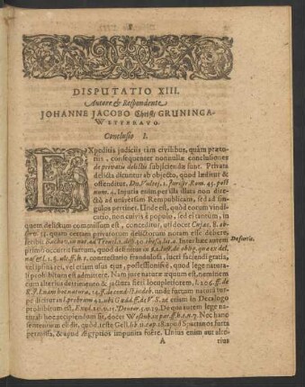 Disputatio XIII. Authore et Respondente Johanne Jacobo Christ ...