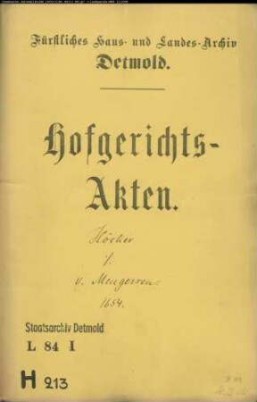 Höcker, Johanns Erben gegen Jobst von Mengersen, Drost zum Schwalenberg bzw. Ernst von Mengersen - Schuldforderung