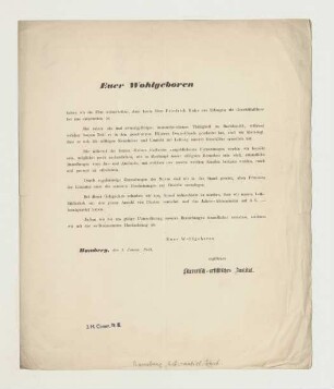 Brief von Literarisch-artistisches Institut an Joseph Heller