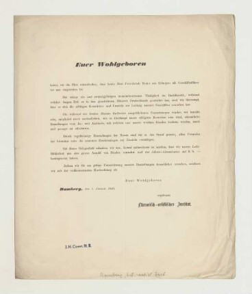 Brief von Literarisch-artistisches Institut an Joseph Heller