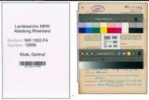 Entnazifizierung Gertrud Klute, geb. 16.07.1895 (Kauffrau)