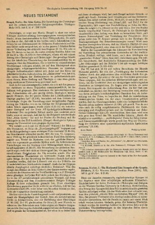 820-821 [Rezension] Swanson, Reuben J., The horizontal line Synopsis of the Gospels