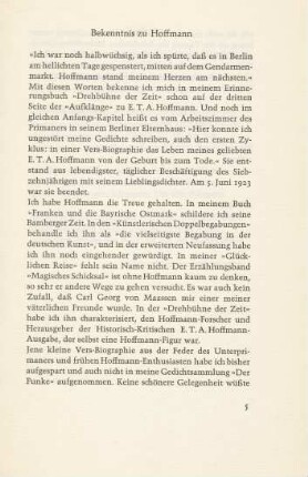 Bekenntnis zu Hoffmann