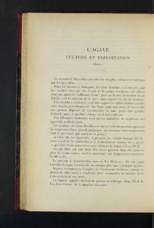 L'Agave Culture Et Exploitation.