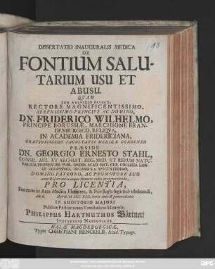 Dissertatio Inauguralis Medica De Fontium Salutarium Usu Et Abusu