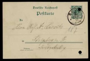 Nr. 5: Postkarte von Hermann Minkowski an Adolf Hurwitz, Bonn, 24.2.1891