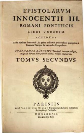 Epistolarvm Innocentii III. Romani Pontificis Libri Vndecim, 2