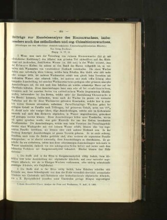Beiträge zur Handelsanalyse des Bienenwachses, insbesondere auch des ostindischen und sog. Chinabienenwachses.