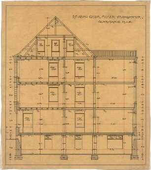 Billing, Hermann; Karlsruhe, Eisenlohrstr. / Bunsenstr. 22; Haus Muser - Querschnitt