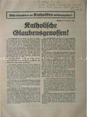 Wahlflugblatt der Arbeitsgemeinschaft katholischer Deutscher mit Appell an Katholiken, Hitler zu wählen.
