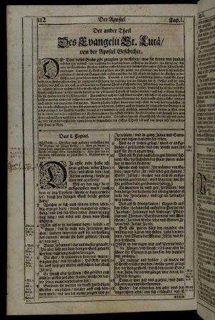 Der ander Theil Des Evangelii St. Lucä/ von der Apostel Geschichte.