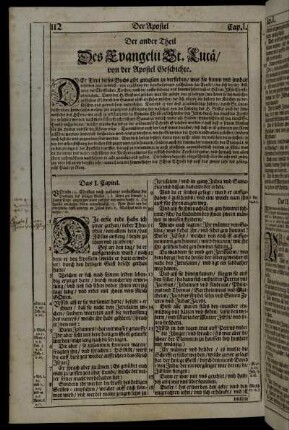 Der ander Theil Des Evangelii St. Lucä/ von der Apostel Geschichte.