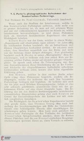 14: T. C. Porter's photographische Aufnahmen der Newton'schen Farbenringe