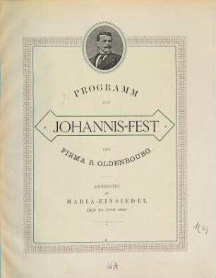 Programm zum ... Jahresfest der Firma R. Oldenbourg. 9. 1883, 23. Juni