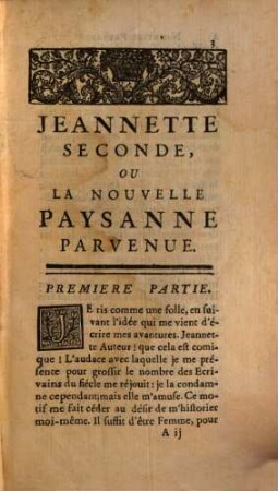 Jeannette Seconde, Ou La Nouvelle Paysanne Parvenue, 1