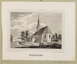 Die Kirche in Großpötzschau (Espenhain-Pötzschau), aus Sachsens Kirchen-Galerie von Hermann Schmidt, Bd. 9, 1844