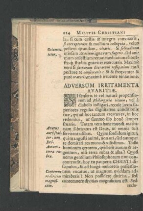 Adversum Irritamenta Avaritiae