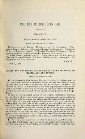 Cholera in Europe in 1884 : reports from consuls of the United States