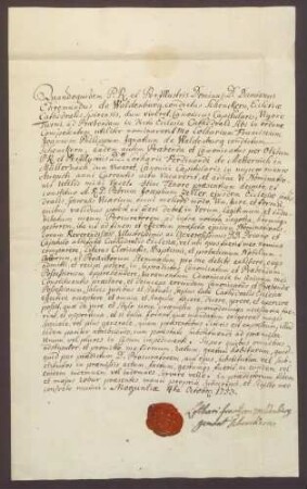 Procuratorium des Lothar Franz von Waldenburg gen. Schenckern für den Vikar Zeller.