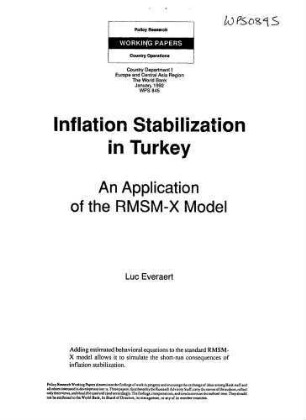 Inflation stabilization in Turkey : an application of the RMSM-X model