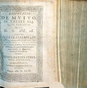 Disputatio de mutuo, in theses aliquot coniecta