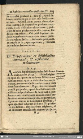 Caput VI. De Propositionibus ex definitionibus inveniendis et resolutione problematum