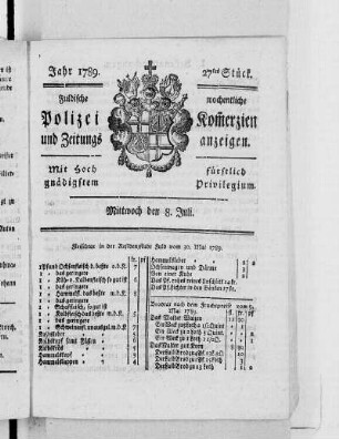 27tes Stück., Ausgabe vom 8. Juli 1789
