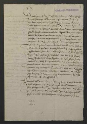 Waldstreit zwischen Mainaschaff und Aschaffenburg mit Schreiben an den Erzbischof und Beschluss des Dorfes Mainaschaff