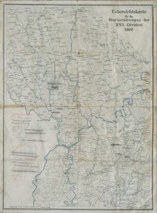 Übersichtskarte für die Herbstübungen der XVI. Division 1896