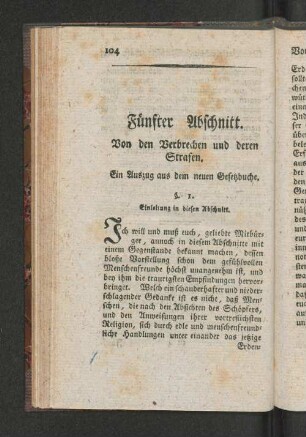 Fünfter Abschnitt. Von den Verbrechen und deren Strafen.