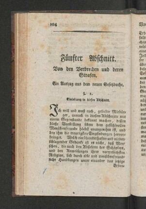 Fünfter Abschnitt. Von den Verbrechen und deren Strafen.