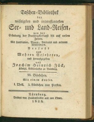 1. Th., 3. Bdchn: Taschenbibliothek der wichtigsten und interessantesten Reisen durch Persien