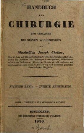 Handbuch der Chirurgie : zum Gebrauche bei seinen Vorlesungen. 2,2
