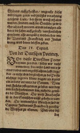 Das IV. Capitel. Von der Deutschen Poeterey.