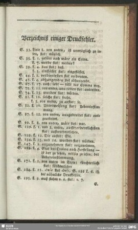 Verzeichniß einiger Druckfehler