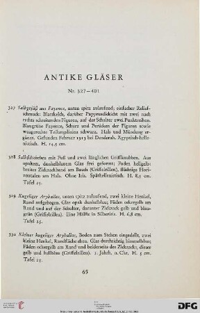 Antike Gläser (Nr. 327-401)