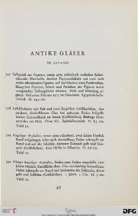Antike Gläser (Nr. 327-401)