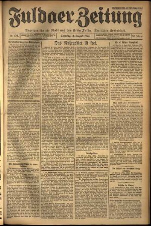 Erste Ausgabe vom Sonntag, den 02. August 1925.