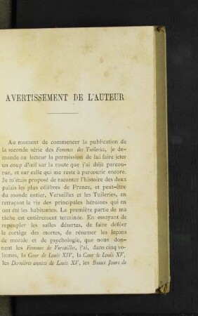 Avertissement de L'Auteur