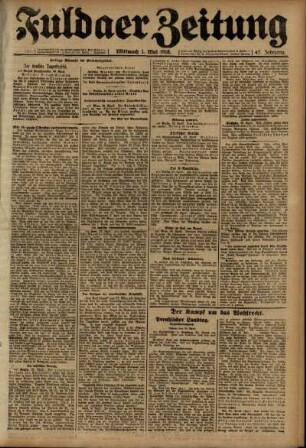 Ausgabe vom Mittwoch, den 01. Mai 1918.
