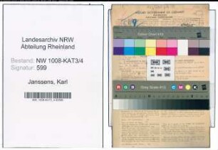 Entnazifizierung Karl Janssens , geb. 19.12.1889 (Verw.Angestellter)