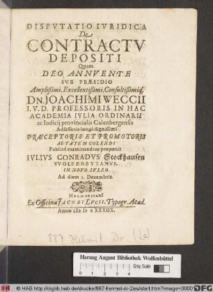 Disputatio Iuridica De Contractu Depositi