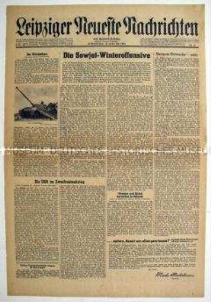 Titelblatt der Tageszeitung "Leipziger Neueste Nachrichten" zur Offensive der Roten Armee