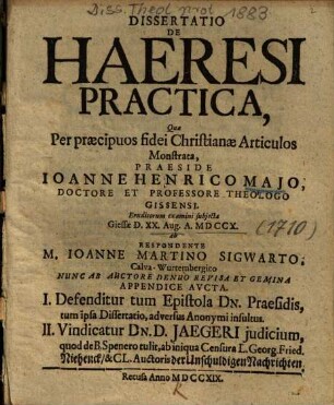 Dissertatio De Haeresi Practica
