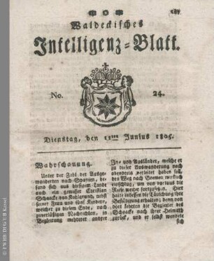No. 24, Dienstag, den 11ten Junius 1805