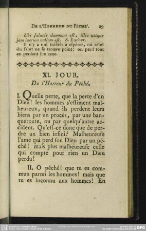 XI. Jour. De l'Horreur du Péché