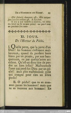 XI. Jour. De l'Horreur du Péché