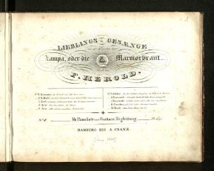 No. 1: Lieblings-Gesaenge aus der komischen Oper Zampa oder die Marmorbraut