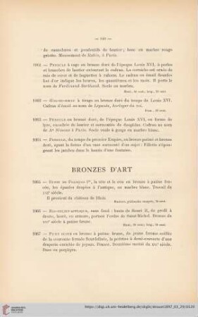 Bronzes d'Art (Nr. 1065 - 1080)